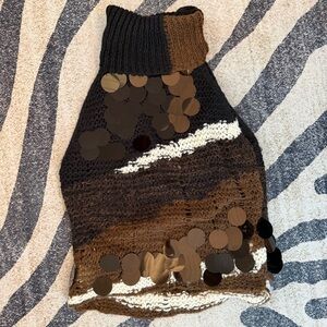 Zara Sleevless Sequin Knit Sweater Black Brown Small EUC